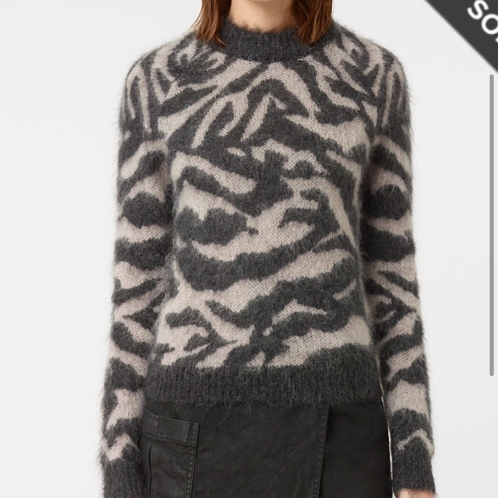 All Saints Quant cropped tiger stripe sweater